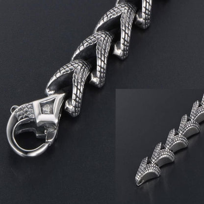 Stainless Steel Link of Dragon Scale Bangle Bracelet for Men Punk Rock Vintage Silver Bracelet