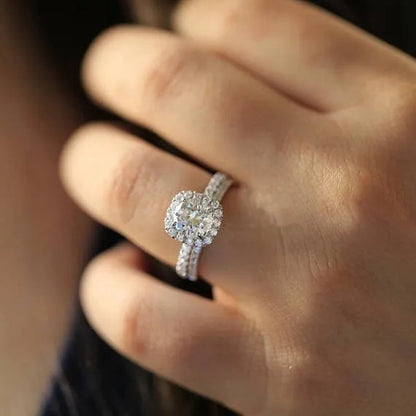 Exquisite 925 Sterling Silver Natural Gemstone White Sapphire Diamond Rings Set Women Wedding Engagement Fine Jewelry