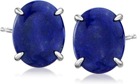Lapis Stud Earrings in Sterling Silver