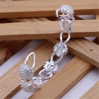 Luxury 925 Sterling Silver Necklace Earring Bracelet Rings Jewelry Set for Women Snowflake Pendant Bangle Hot Charm Fashion Party Gift