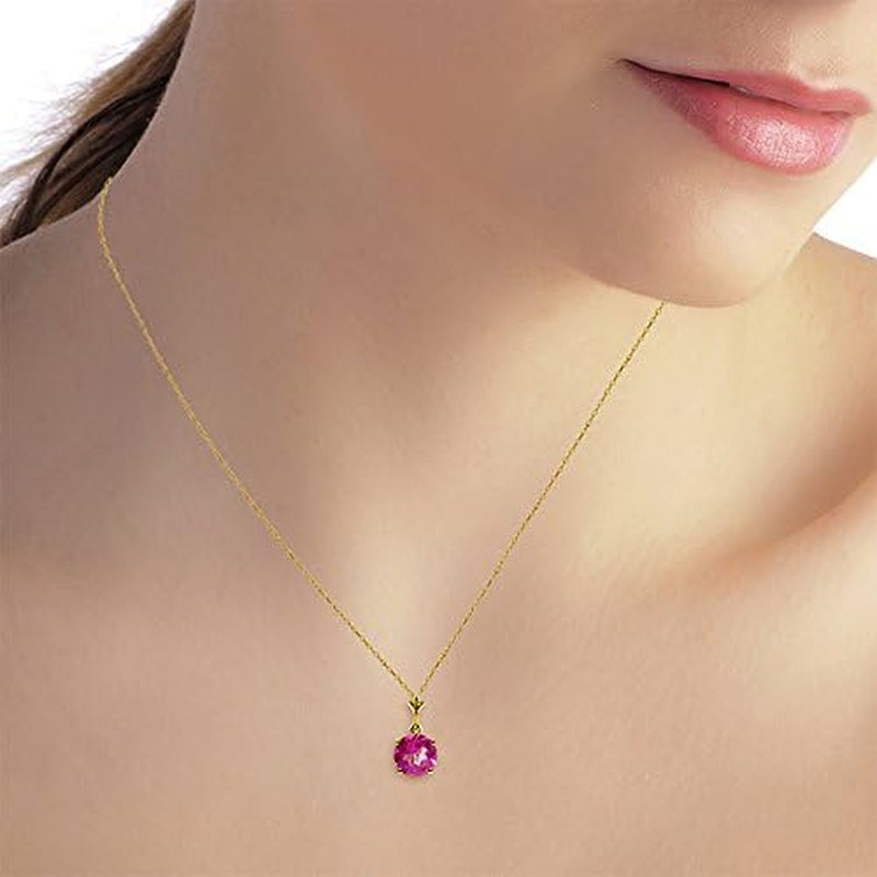 14K Yellow, White, Rose Gold Solitaire Pink Topaz Pendant Necklace
