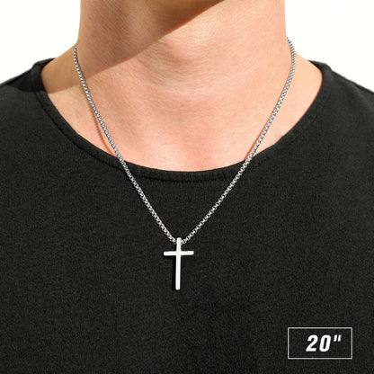 Valentines Gifts for Him Men Teen Boys -Cross Necklace for Men, Silver Black Gold Stainless Steel Plain Cross Pendant Necklace Box Chain 16-30 Inch