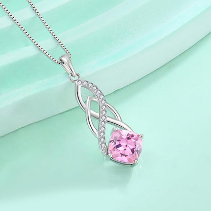 Infinity Necklace 925 Sterling Silver Princess Cut Pendant Birthstone Necklace Jewelry Gifts for Women