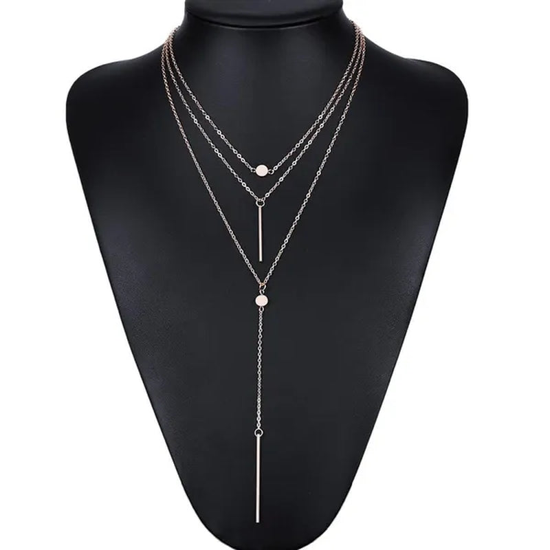 Elegant Multilayer Women Pendent Necklace Long Chain Necklace bo
