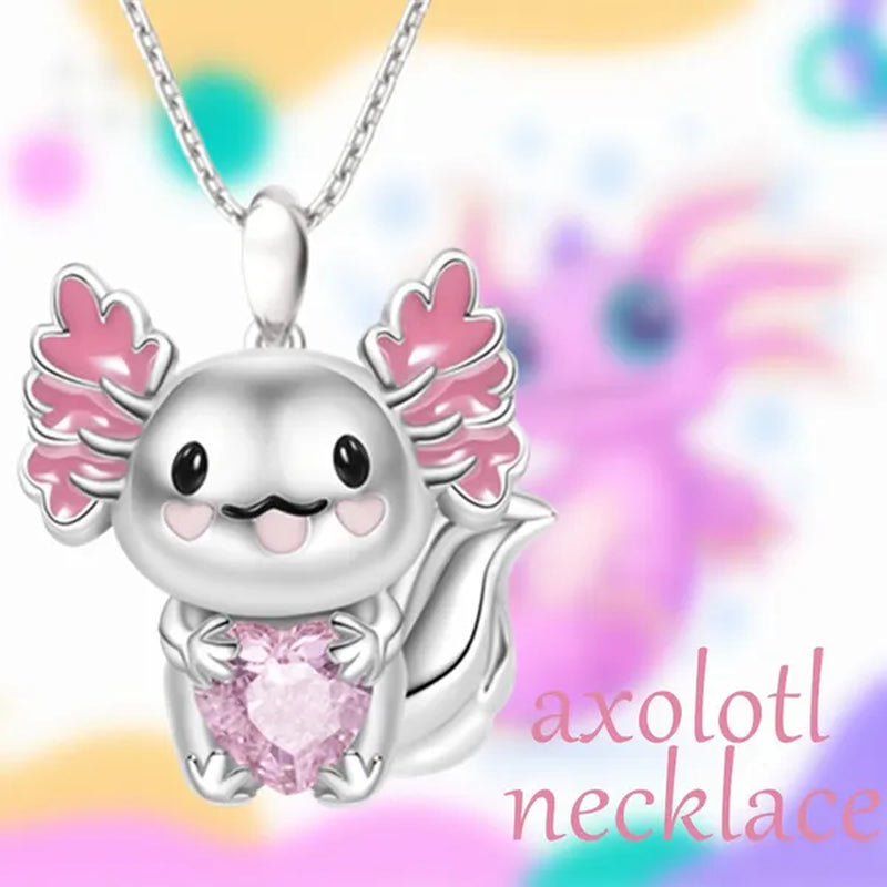 Creative 925 Sterling Silver Cartoon Penguin Heart Shape Crystal Diamond Pendant Necklace for Women Cute Girls Accessories Animal Jewelry Birthday Party Gifts