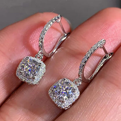 Luxury Elegant Lady Exquisite Cubic Zirconia Crystal Dangle Drop Earrings for Women Engagement Bridal Wedding Earrings Party Jewelry