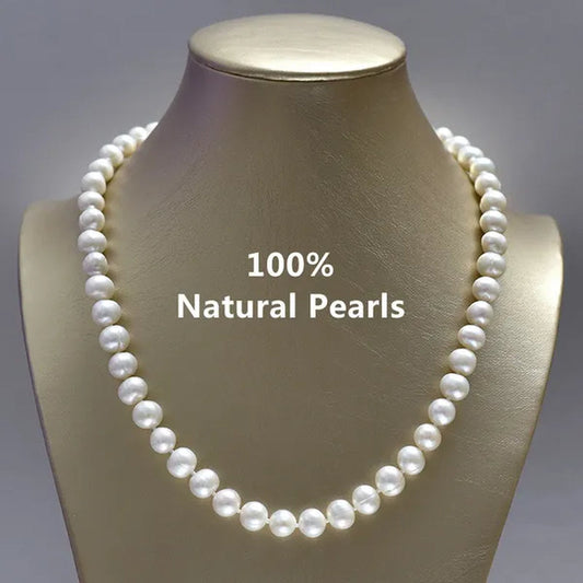 Genuine 8-9MM Nearly round Natural Freshwater Pearl Necklace for Women Birthday Gifts Fine Jewelry