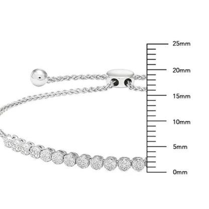 Sterling Silver and 0.25 CT. T.W. Diamond Tennis Style Bolo Bracelet