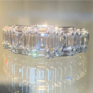 925 Sterling Silver Claw Setting  Square Cut AAA Zircon and Diamond Rings for Women Engagement Party Fashion Accessories
