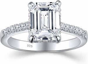 SHELOVES 3 Carat Emerald Cut Engagement Rings AAAAA White Cz 925 Sterling Silver Wedding Band 4-13