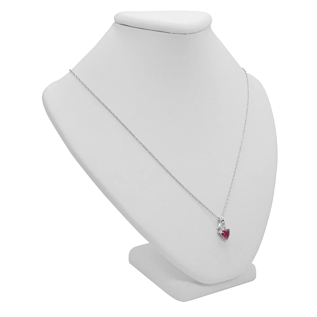 Trillion Lab Created Ruby and Diamond Pendant-Necklace in Sterling Silver