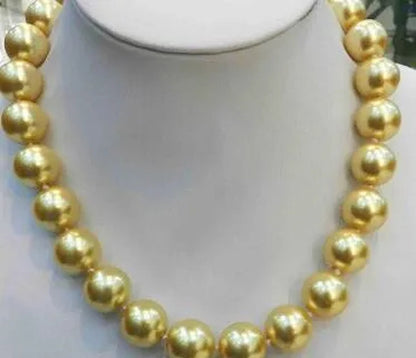 16mm Golden South Sea Shell Pearl Necklace 18"