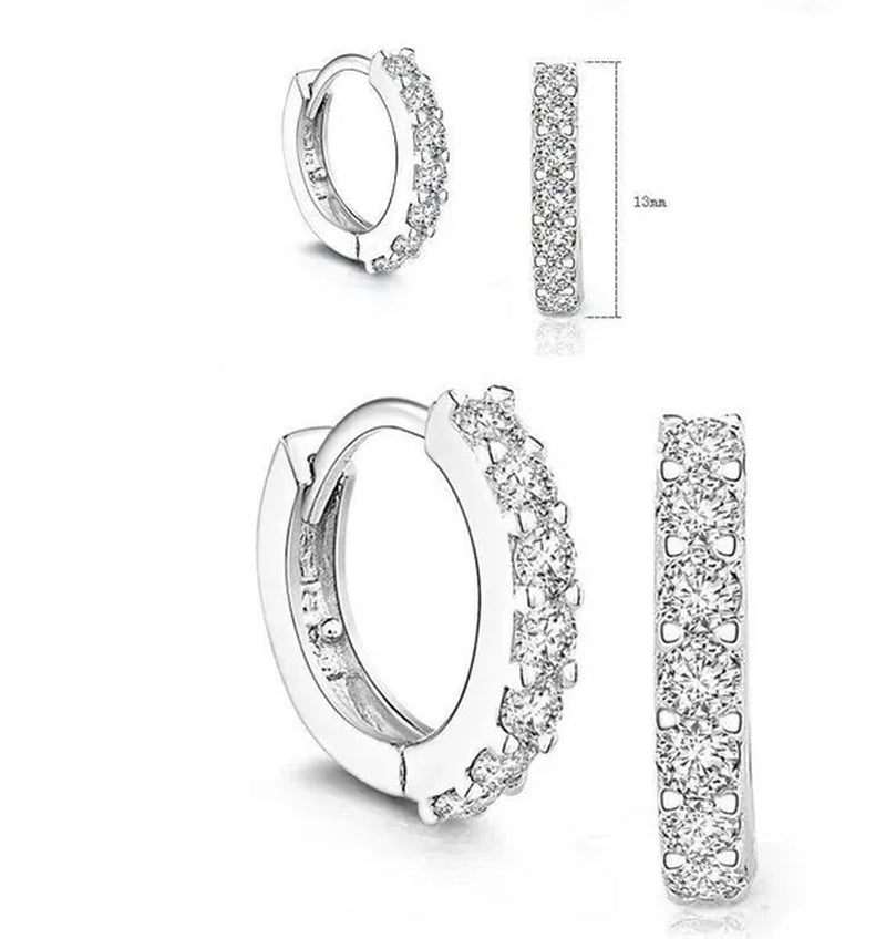 925 Sterling Silver Crystal Circle Earring For Women Making Jewelry Gift Wedding Party Engagement E024