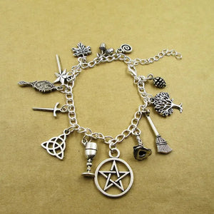 Hot sale silver plated Chain length :17cm +5cm   ROSE Witch Wicca  Acorn Greenman Various Gemstones  silver plated bracelet  gift for girl /boy,party ,birthday gift Charm Bracelet Charm  bracelet