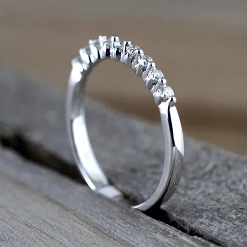 Fashion Half Eternity Zircon Ring Romantic Bride Proposal Engagement Wedding Band Anniversary Gift