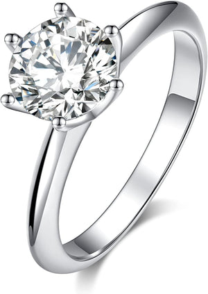 Moissanite Wedding Ring, Classic 1Ct Engagement Ring for Women, 925 Sterling Silver D Color VVS Diamond Ring with Certificate of Authenticity