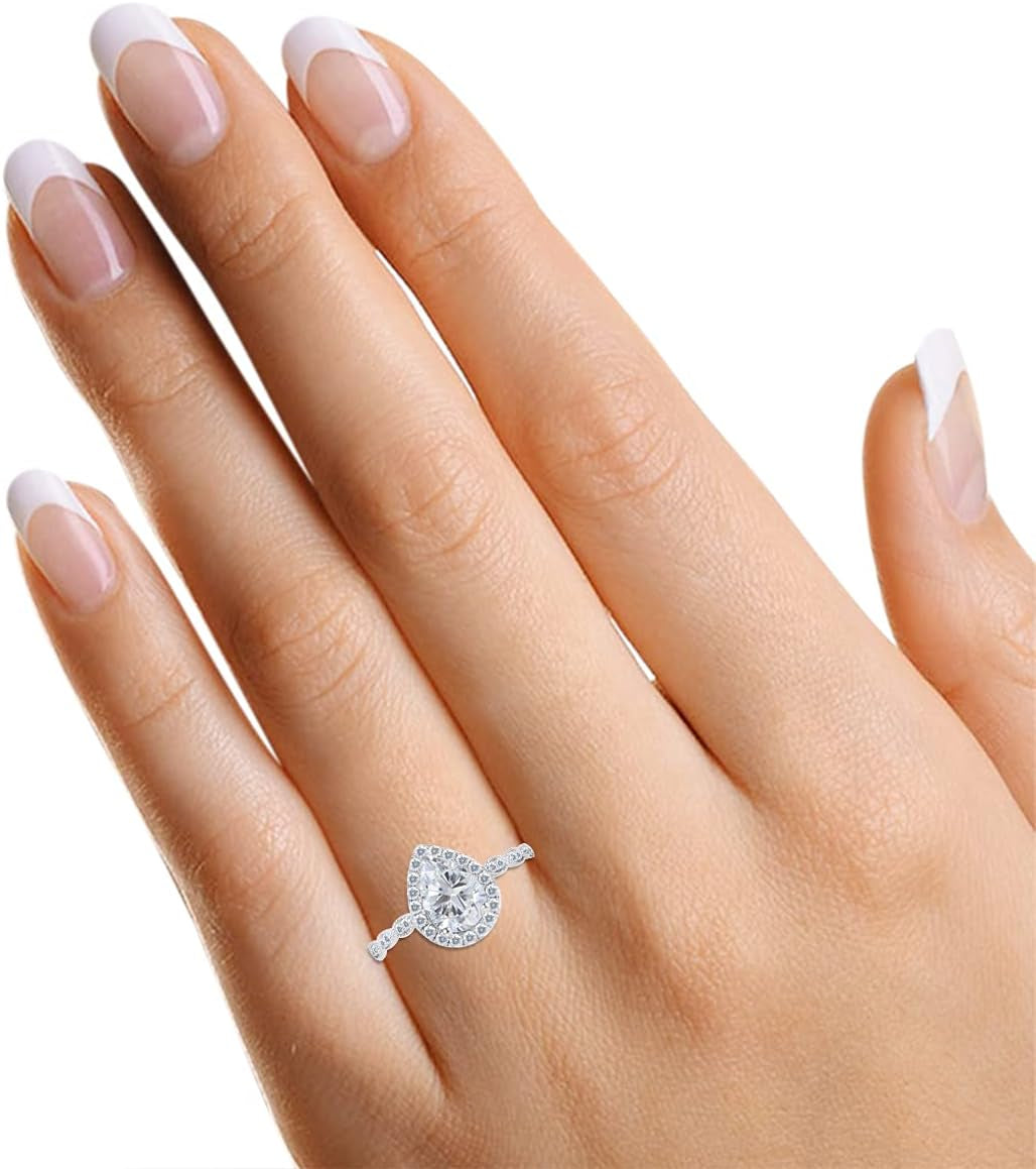 925 Sterling Silver Teardrop Infinity Design, Center 12X8MM (2.75 Ct) Pear Cut Moissanite Lab Created Diamond Engagement Promise Ring Jewelry for Women Gifts for Her (3.25 Ct)