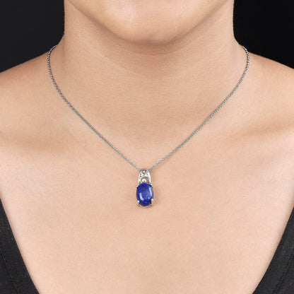 Blue Lapis Lazuli Natural Healing Crystal Stone Decorations Bail Pendant Necklace 20 Stainless Steel Fashion Delicate Unique Jewelry Gifts for Women