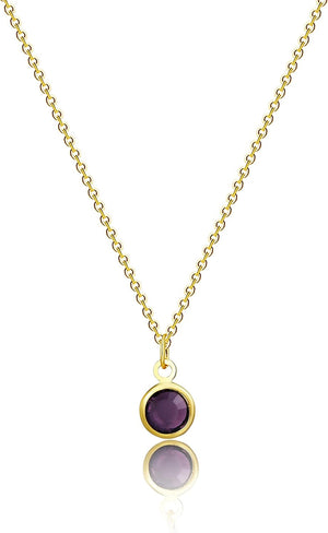 18K Gold Plated Dainty Birthstone Pendant Necklace Personalized Minimalist Simulated Diamond Cubic Zirconia Birthstone Charm Everyday Necklaces for Women