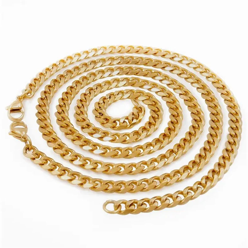 9mm Mens Boys New Fashion Silver/Gold/Black Stainless Steel Curb Chain Necklace Jewelry Wholesale 20-40" (51-102 cm)