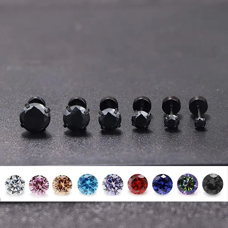 316L Surgical Stainless Steel Stud Earrings Hypoallergenic Cubic Zirconia Barbell Studs Earrings CZ Earrings 1 Pairs 3-8Mm