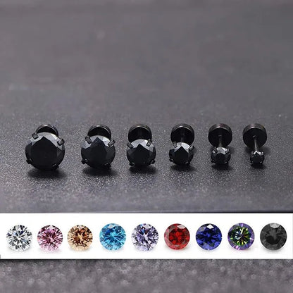 316L Surgical Stainless Steel Stud Earrings Hypoallergenic Cubic Zirconia Barbell Studs Earrings CZ Earrings 1 Pairs 3-8Mm