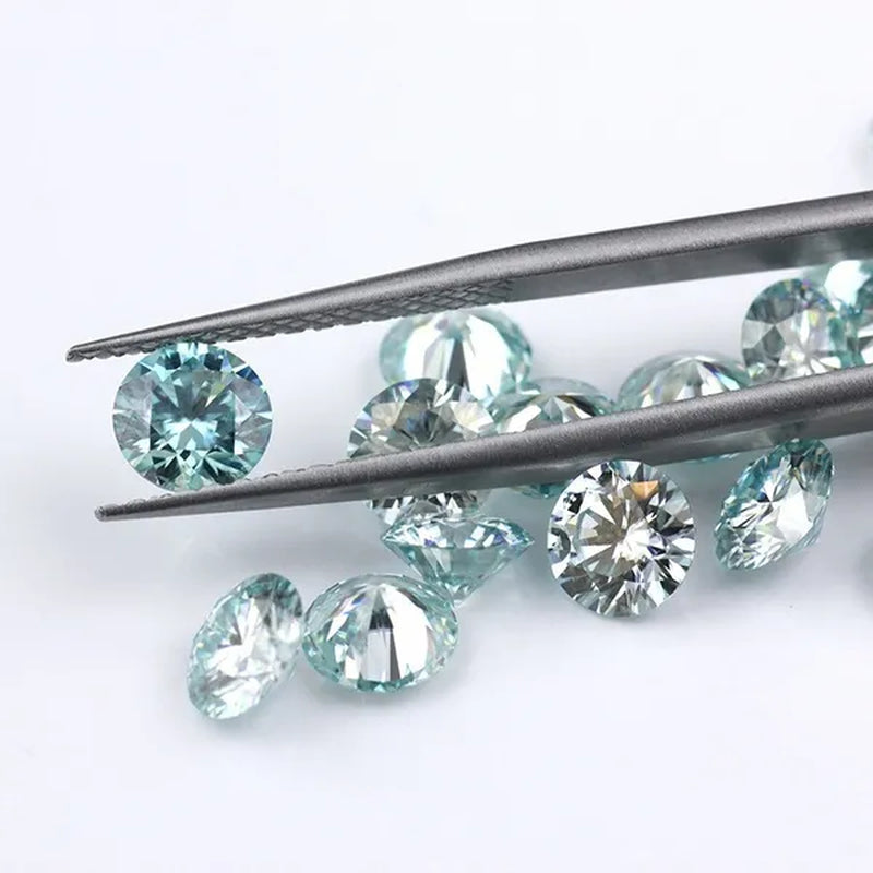 Excellent Moissanite with Certificate Brilliant Loose Moissanite Blue Green Color round Cut Diamond 6.5 MM 1CT