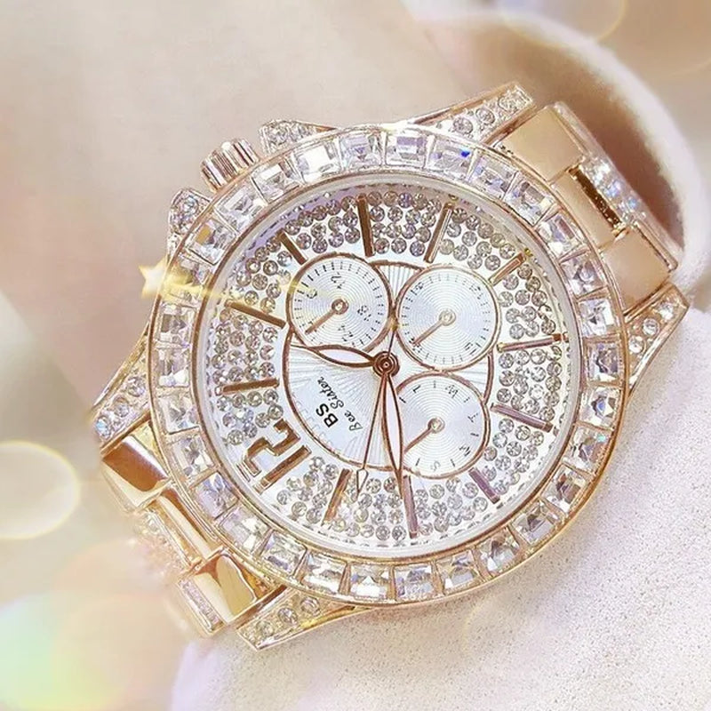 BS Bee Sister Luxury Creative Women Watches Gold Rhinestone Shining Design Bracelet Watches Ladies Women Wrist Watch Montre Femme