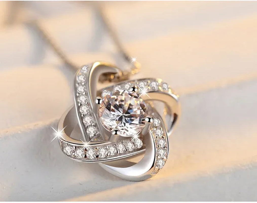 To My Beautiful Daughter S925 Sterling Silver Cubic Zirconia Knot Necklace Daughter Birthday Gift Ideas Message Card Gifts
