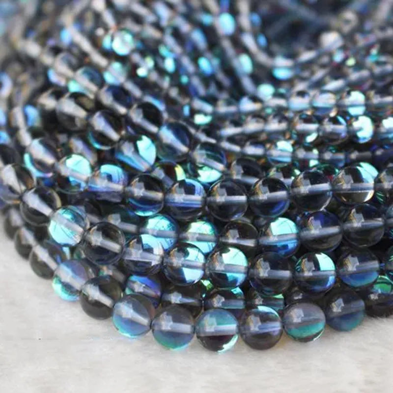 6-12mm Round Gray Rainbow Labradorite Beads Synthetical Moonstone Beads For Jewelry Making Beads 15'' Needlework DIY Beads
