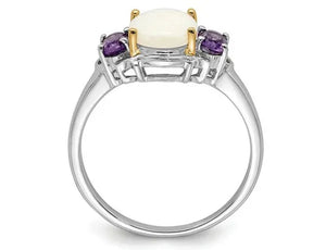 Amethyst and Created Opal Ring 1.35 Carats (ctw) in Sterling Silver