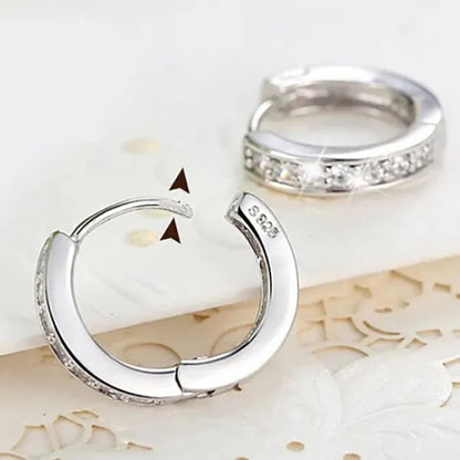 Luxury Elegant Diamond Hoop Ear Stud Earrings for Women Round Wedding Bridal Jewelry