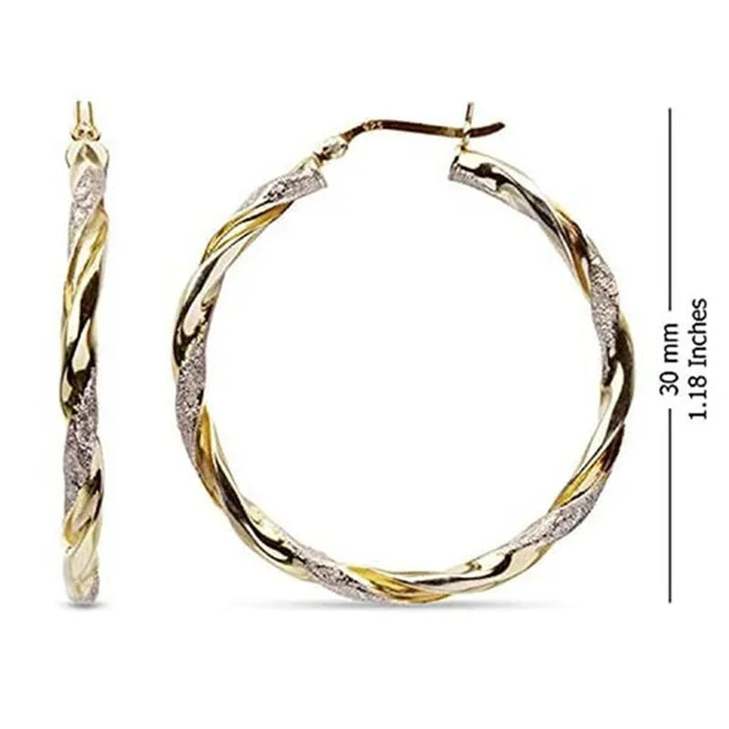 Women Fashion Hoop Earrings Spiral Circle Earrings Simple Big Circle Gold Loop Earrings