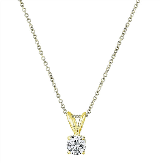 NATURAL Diamond 4-Prong Pendant Necklace with 16”+2” Extender - 14K Gold Diamond Pendant - Fine Jewelry for Women