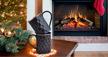 20 Oz Honeycomb Black Matte Moscow Mule Mugs Pure Copper Cups for Drinking Water Gifts for Him Her on Anniversary Genuine Copper Mugs for Moscow Mules Real Solid Tankard Mug Cup Set of 2