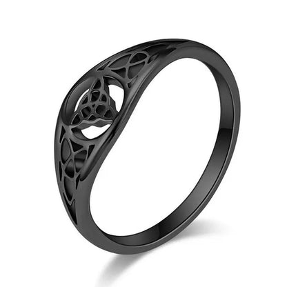 Women Men Viking Celtic Triquetera Knot Ring Titanium Stainless Steel Hollow Out Eternity Eternal Irish Celtic Knot Rings Engagement & Wedding Band US Size 6-11 Silver / Black / Rose Gold