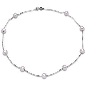 Natural White Freshwater Pearl Real 925 Sterling Silver Chain Necklace for Women Party Gifts Fine Jewelry