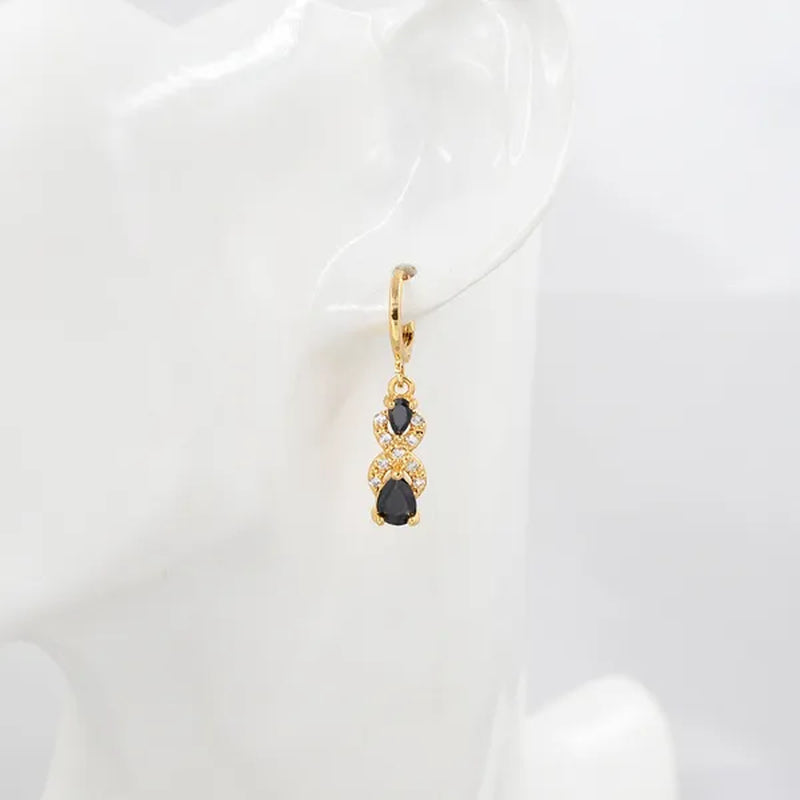 Women Green Cubic Zirconia CZ Teardrop Dangle Earrings Gift For Girl