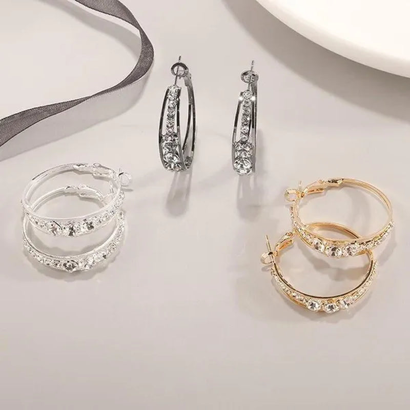 European and American Fashion Hoop Earrings Women'S Earrings Micro-Inlaid White Zircon Delicate Earrings Romantic Valentine'S Day Gift Engagement Earrings Wedding Earrings Anniversary Women'S Jewelry