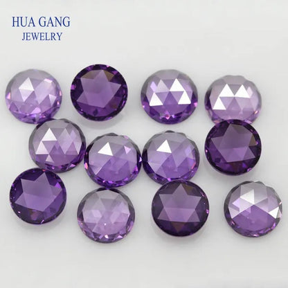 Round Shape Purple Rose Cut CZ Stone Flat Bottom Cubic Zirconia Brilliant Cut AAAAA Loose Gems 8Mm Wholesale Jewelry Stones