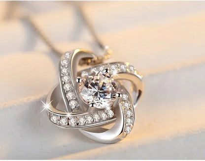 To My Beautiful Granddaughter S925 Sterling Silver Cubic Zirconia Knot Necklace Birthday Gift Ideas Message Card Gifts