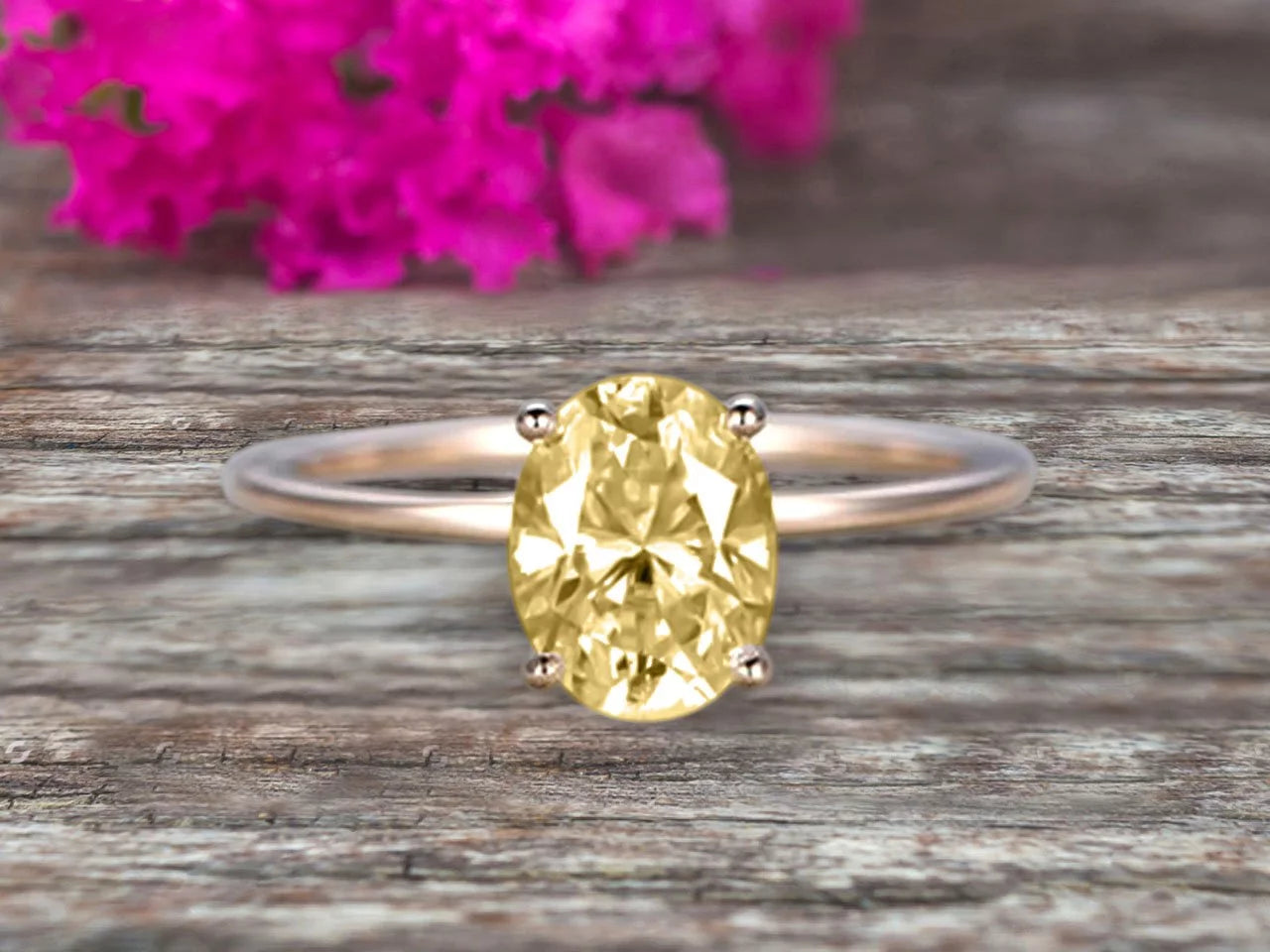 1.25 Carat Classic 8X6Mm Oval Champagne Diamond Moissanite Solitaire Engagement Ring on 10K Yellow Gold