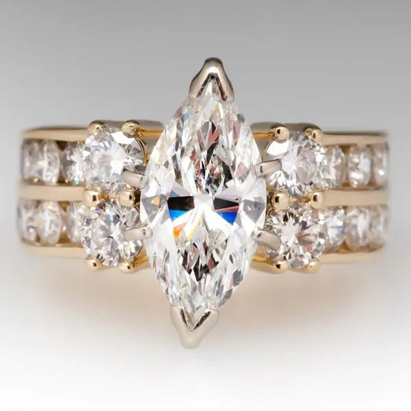 Exquisite Marquise Cut Zircon Rings for Women Engagement Rings Elegant Bridal Wedding Jewelry Gift