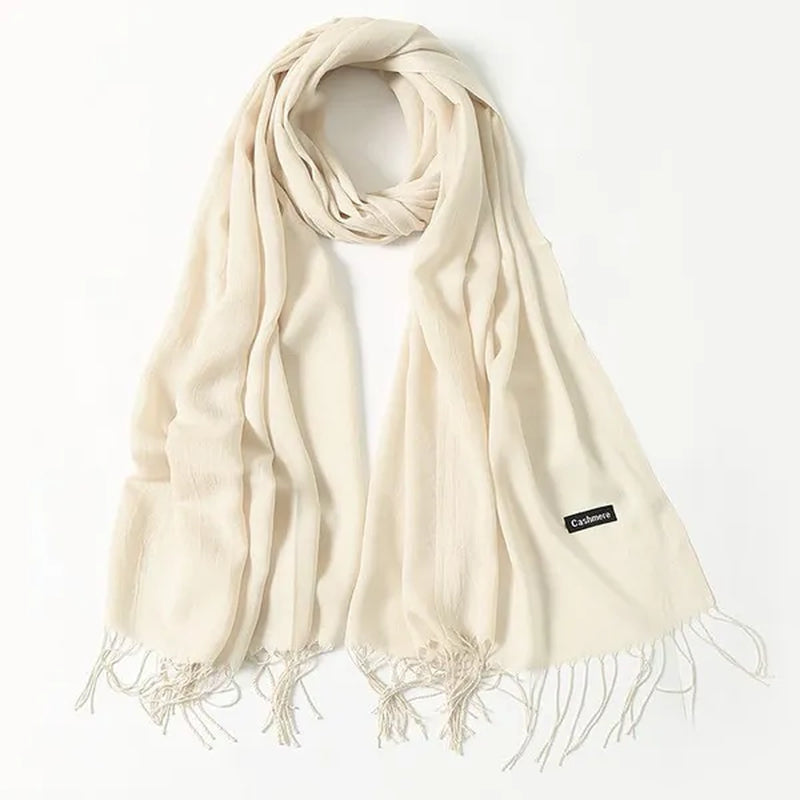 Women Cashmere Wool Scarf Wraps Warm Blanket Scarves Women Solid Color Cashmere Scarves with Tassel