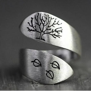 S925 Sterling Silver Vintage Women's Men's Ring Fashion Tree of Life Ring Jewelry Accessories