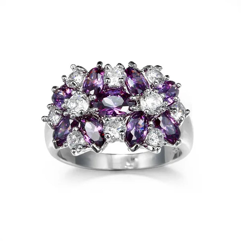 Fashion Women 925 Sterling Silver Sapphire & White Topaz Gemstones Rings Size 6 7 8 9 10