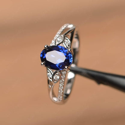 925 Sterling Silver Oval Shaped 8X6 MM Gemstone Ring Leaf Engagement Ring for Women