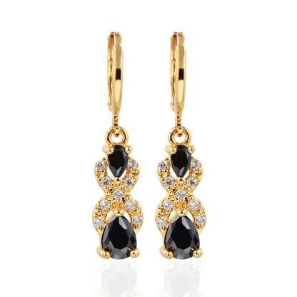 Women Green Cubic Zirconia CZ Teardrop Dangle Earrings Gift For Girl
