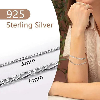 925 Sterling Silver 4/6MM Figaro Link Italian Chain Bracelets for Women Men Fashion Jewelry Christmas Gift
