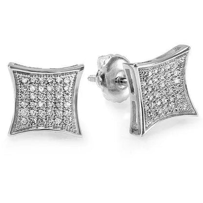 WKLP2014 36 Diamonds Kite Shape Unisex 'S Hip Hop Iced Stud Earrings Silver and Gold Square Earring